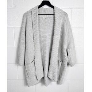 Poetry Womens Light Gray 100% Cotton Chunky Knit Open Front Cardigan Sweater M